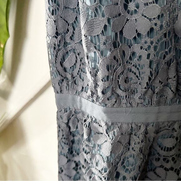 Madewell Blue Lace Overlay V-Neck Flutter Sleeve A-Line Mini Dress Size 4 - Picture 5 of 8